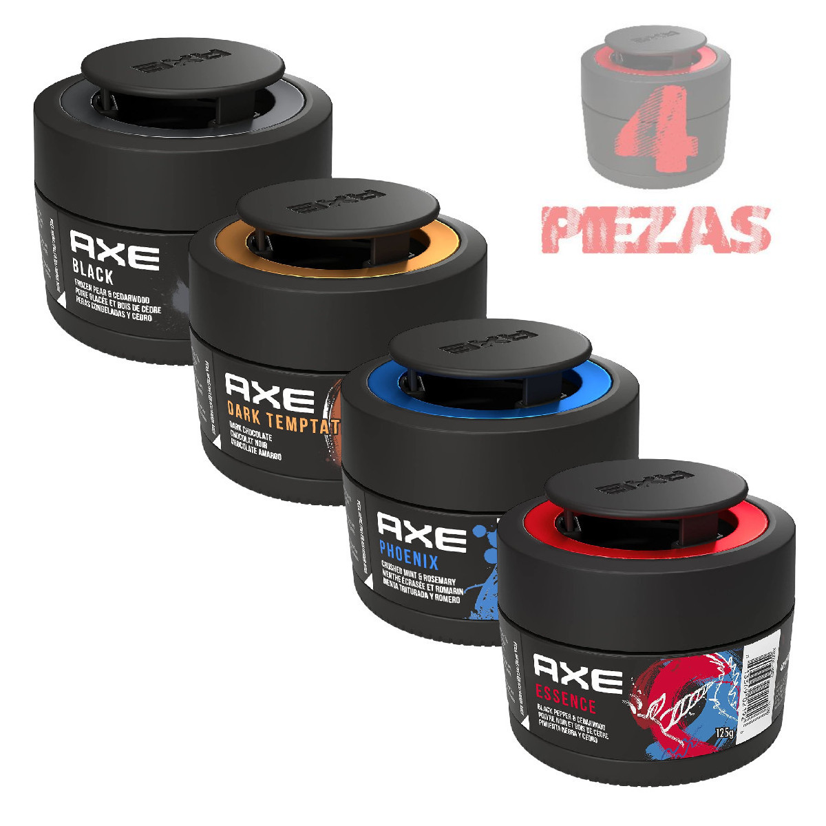 Foto 2 pulgar | 4 Pack Aromatizante Auto Axe Gel Dark 4 Aromas