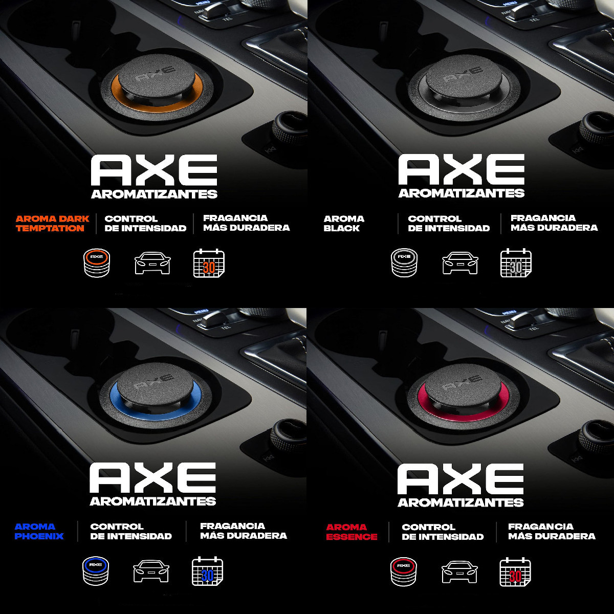 Foto 3 pulgar | 4 Pack Aromatizante Auto Axe Gel Dark 4 Aromas