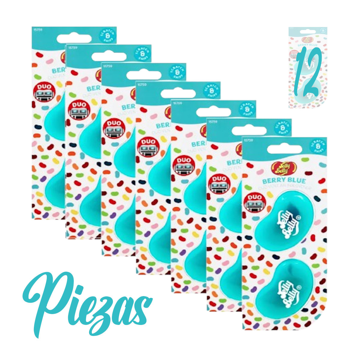 Foto 2 pulgar | Aromatizante par Auto Jelly Belly Berry Blue 12 Piezas Mora Azul