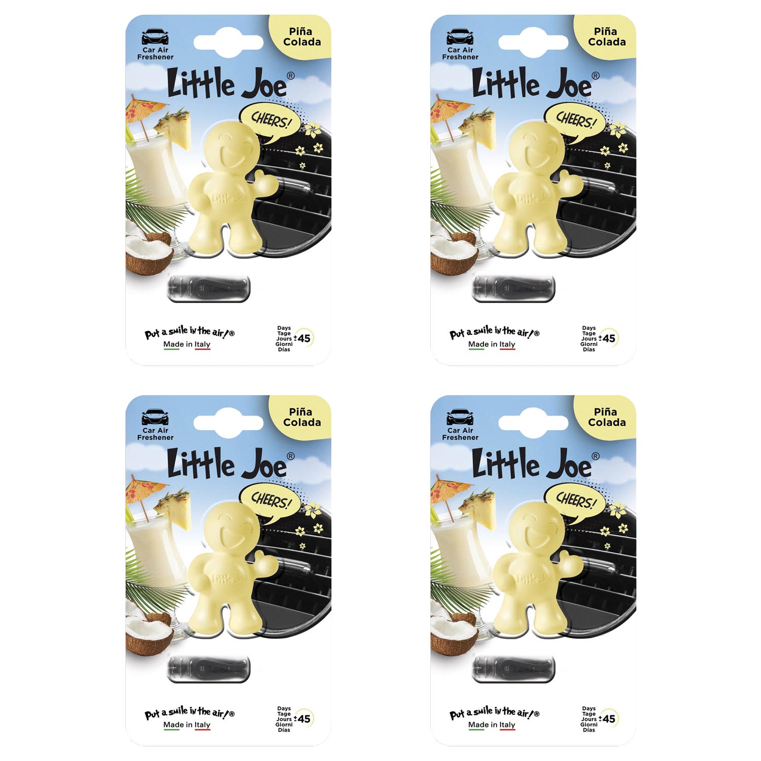 Aromatizante de Aire Para Auto Little Joe Aroma Piña Colada 4 piezas