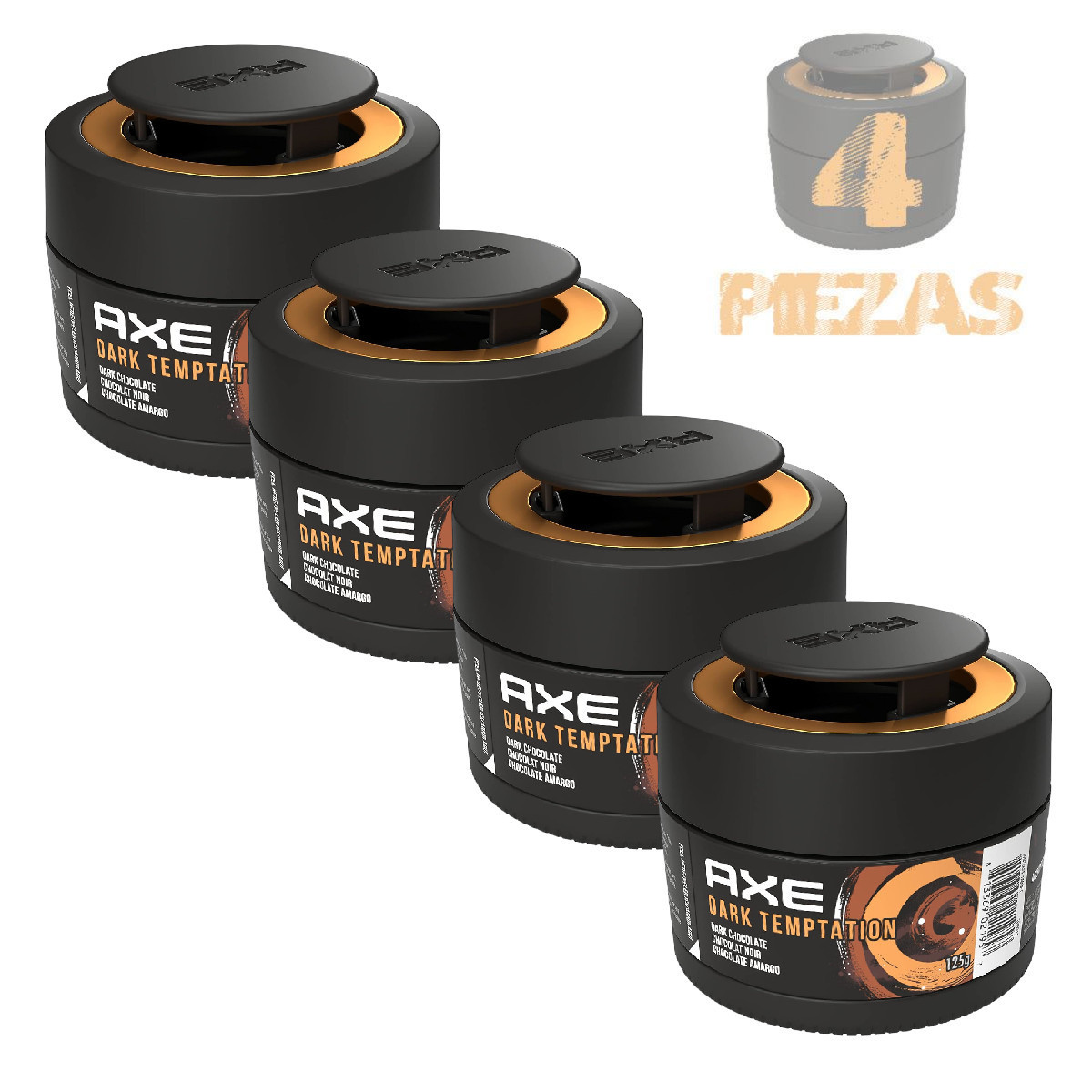 Foto 2 pulgar | 4 Pack Aromatizante Auto Axe Gel Dark Temptation Chocolate