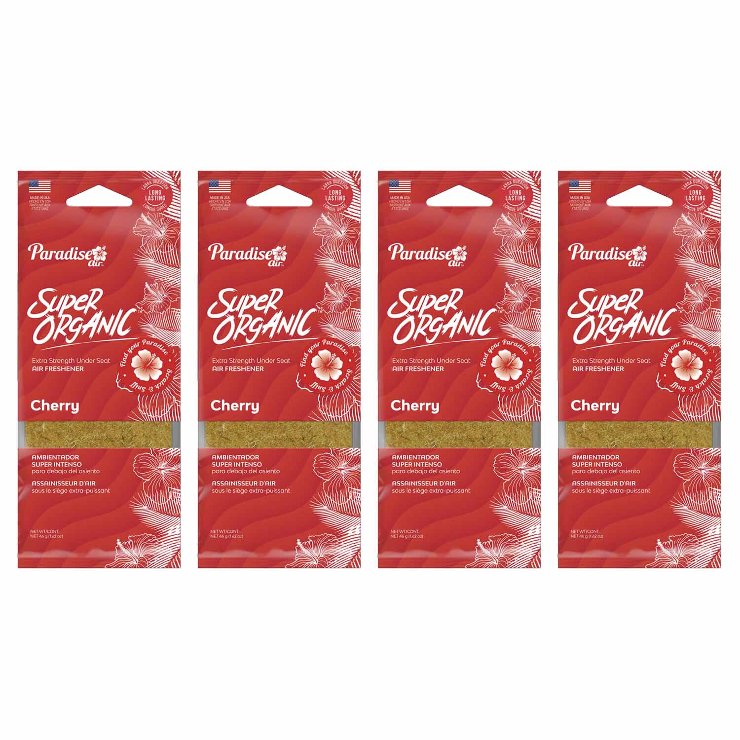 Aromatizante Superintenso para Auto Paradise Air Aroma Cherry Super Organic 4 piezas