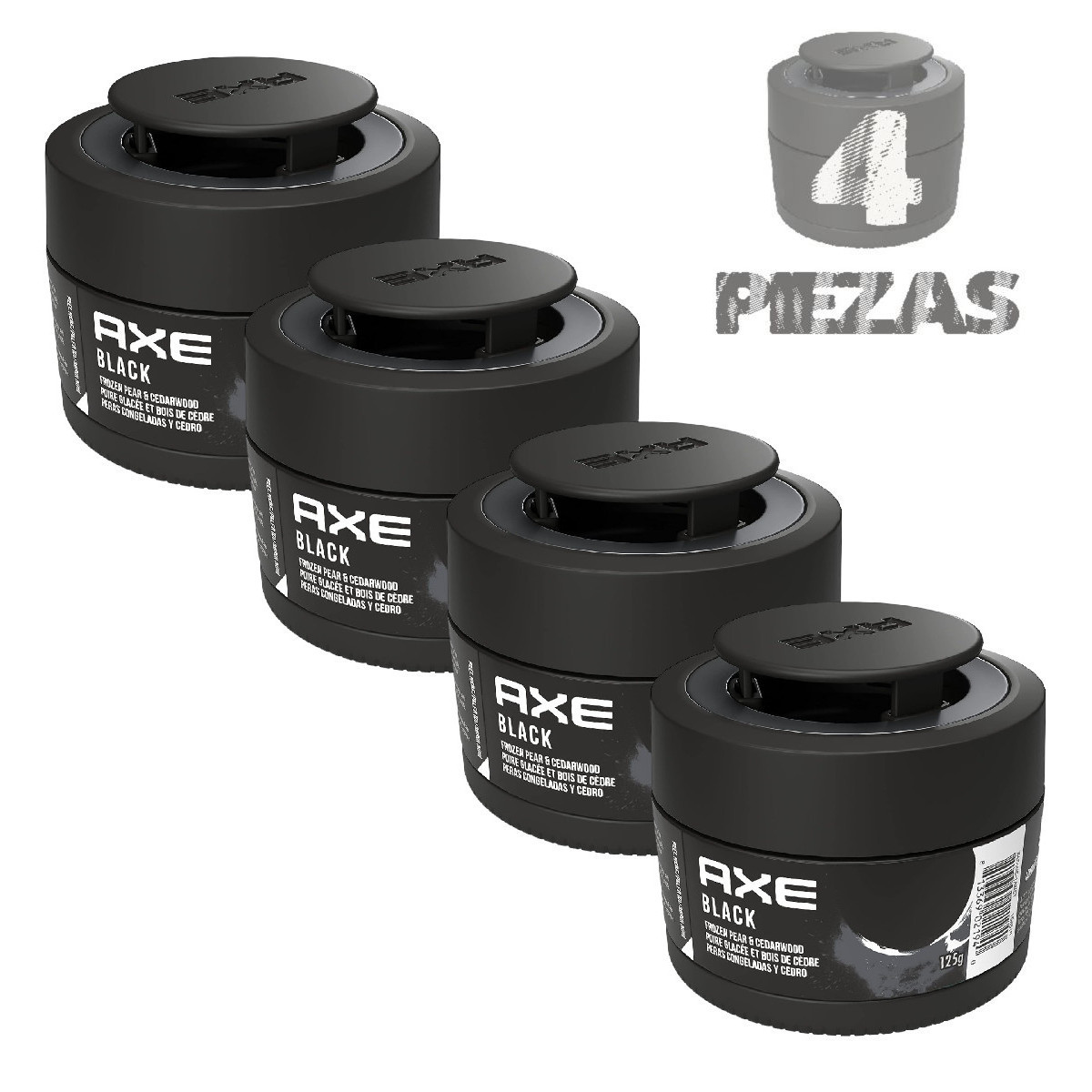 4 Pack Aromatizante Auto Axe Gel Dark Black Aroma Pera Y Cedro