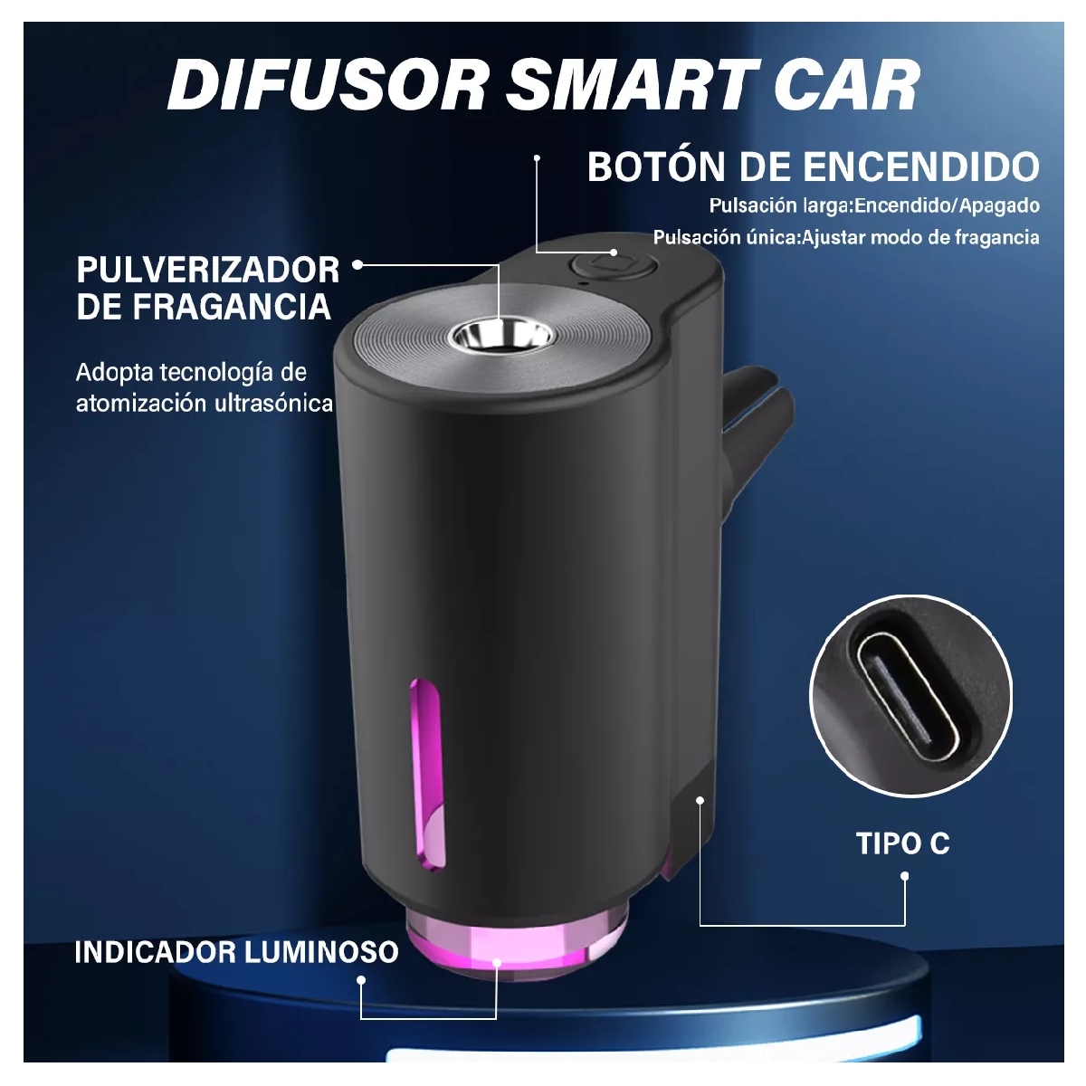 Foto 4 pulgar | Ambientador Auto Coche Aromatizador Inteligente Automático Negro