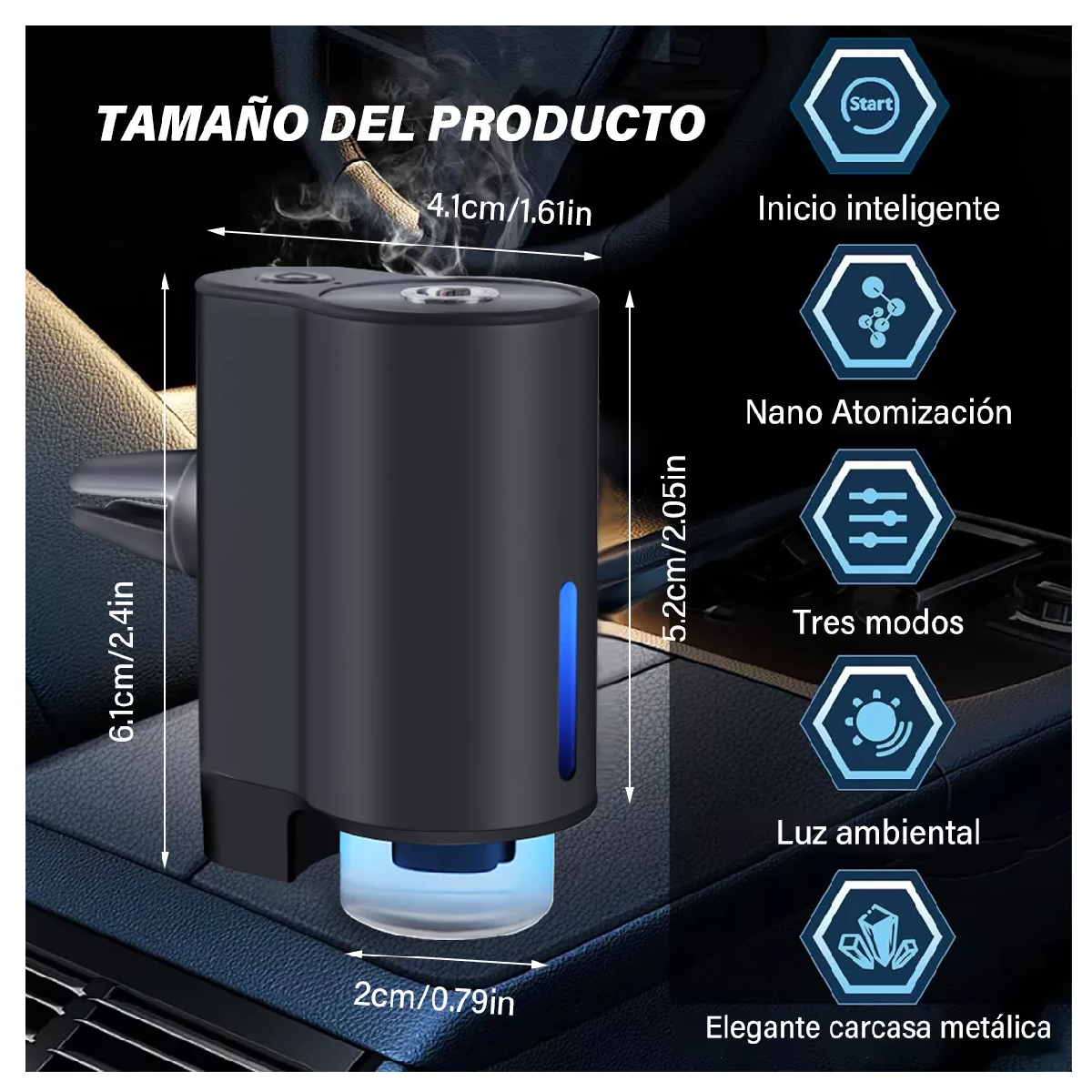 Foto 3 pulgar | Ambientador Auto Coche Aromatizador Inteligente Automático Azul Marino