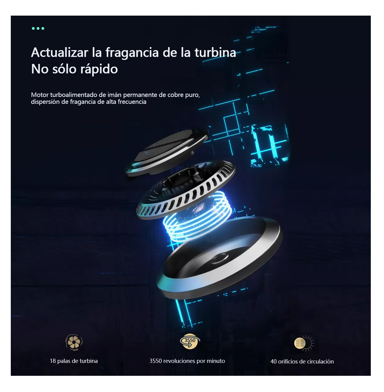 Foto 3 pulgar | Ambientador Solar Rotativo Para Coche, Fragancia Duradera Negro