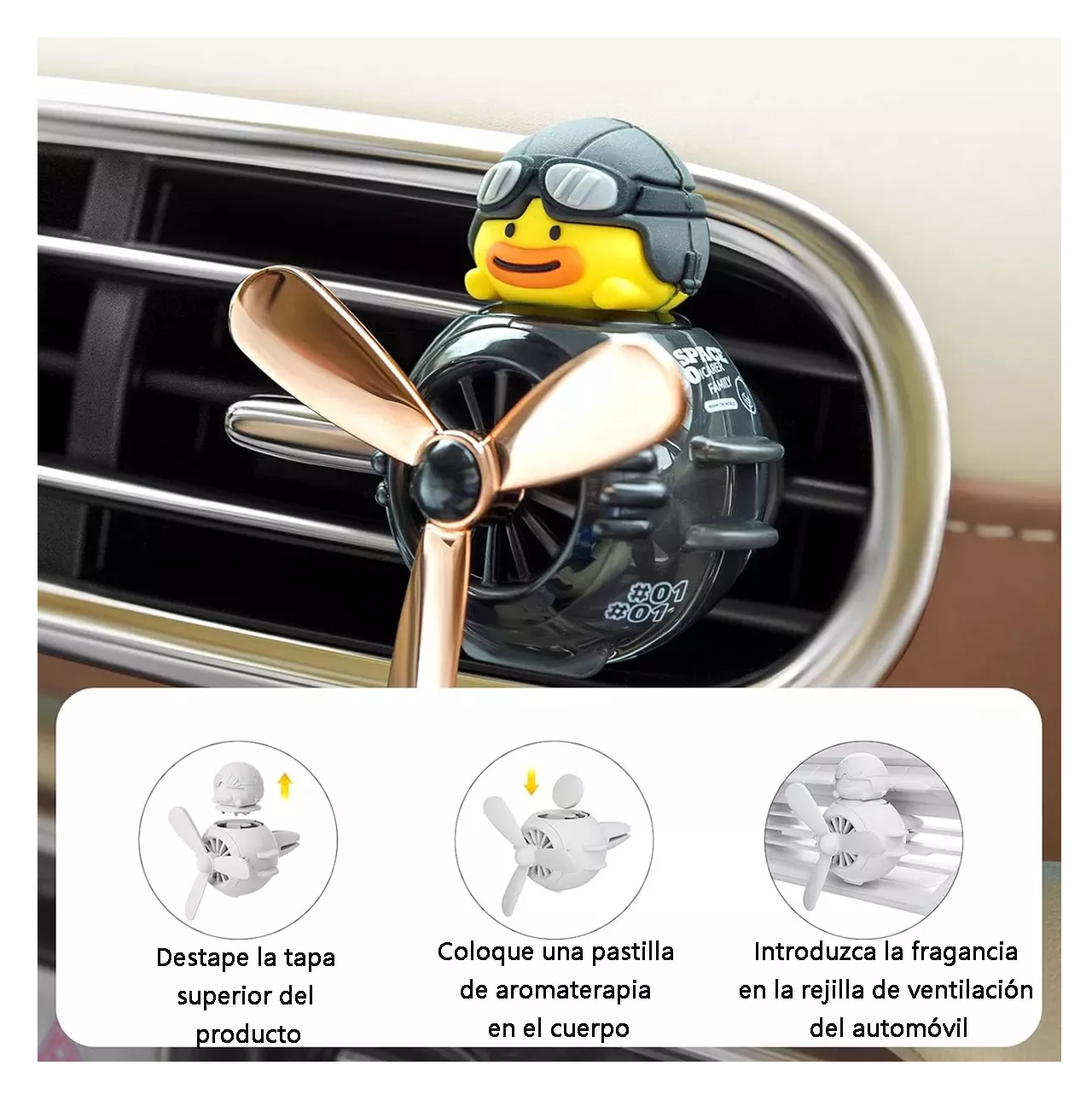Foto 5 pulgar | Difusor De Hélice Aromatizante Para Auto 2 Pcs + 8 Aromatizante Negro Amarillo