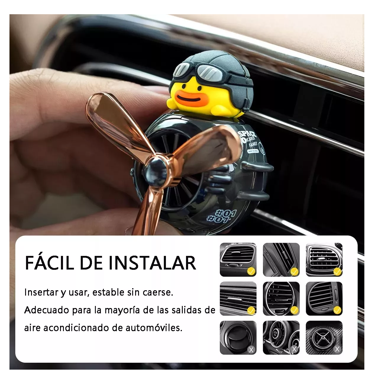 Foto 6 pulgar | Difusor De Hélice Aromatizante Para Auto 2 Pcs + 8 Aromatizante Negro Amarillo