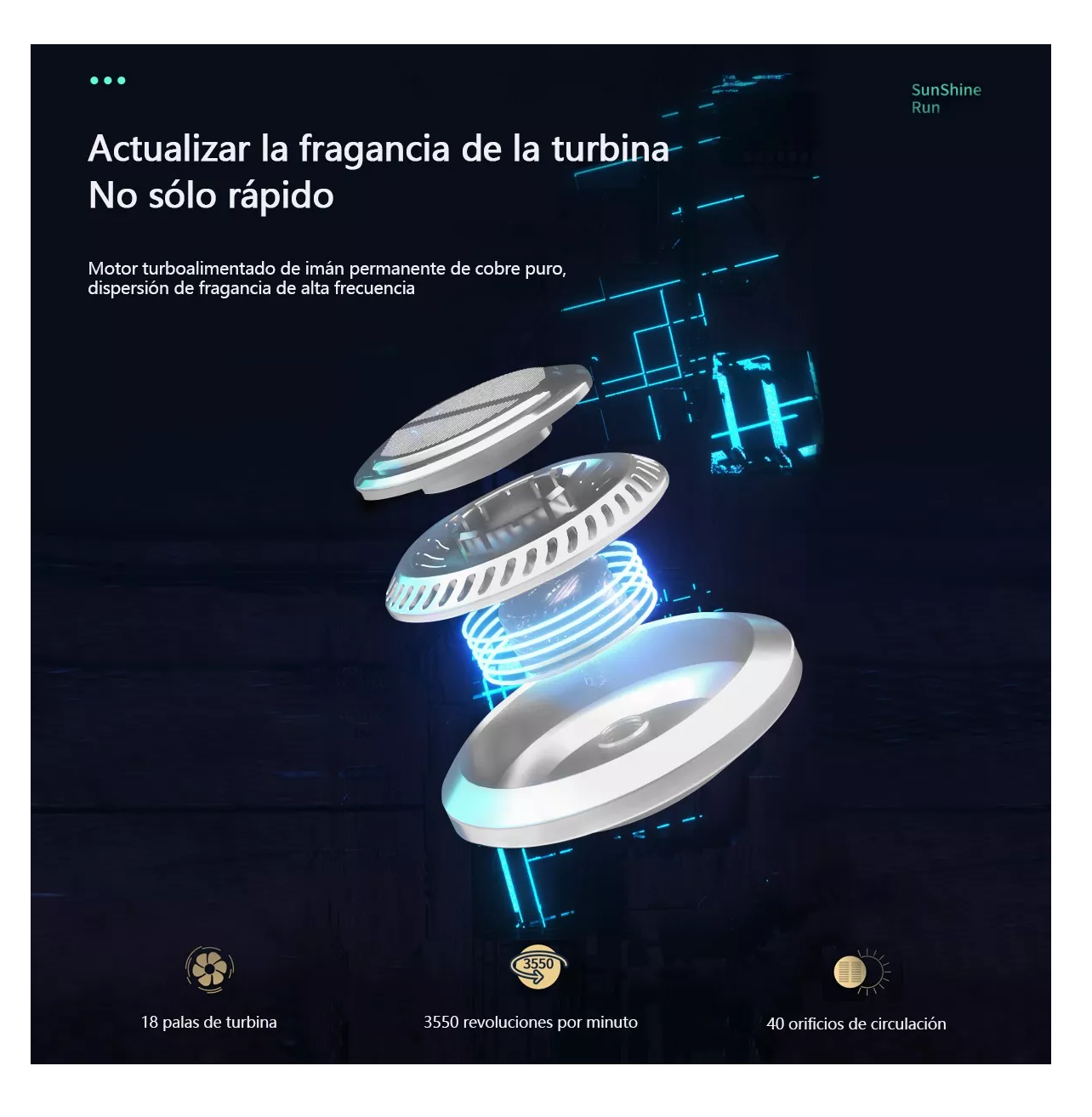 Foto 3 pulgar | Ambientador Solar Rotativo Para Coche, Belug Fragancia Duradera Plata