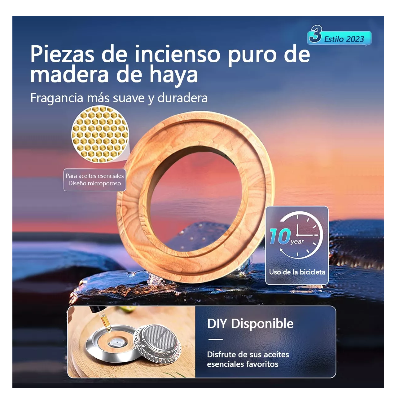 Foto 6 pulgar | Ambientador Solar Rotativo Para Coche, Belug Fragancia Duradera Plata