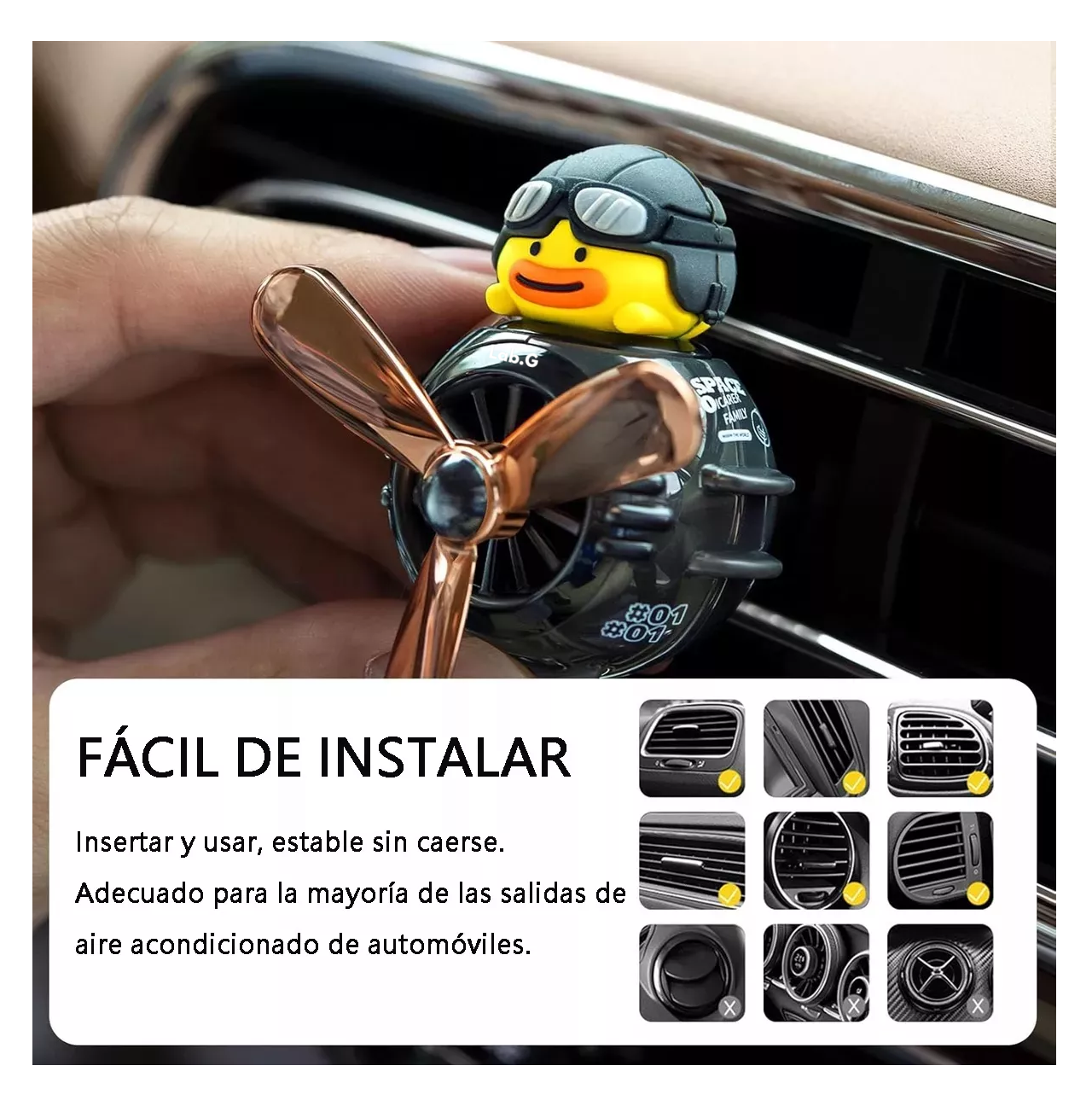 Foto 6 pulgar | Difusor De Hélice Aromatizante Para Auto Lab.g 2 Pcs + 8 Aromatizante Negro Amarillo