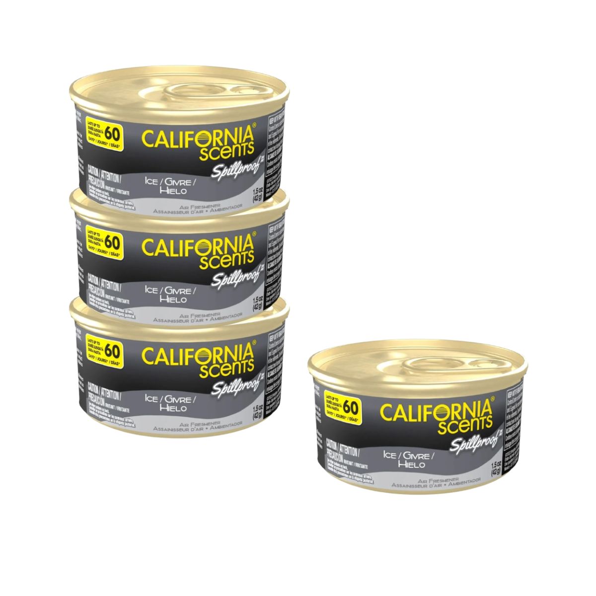 4 Pzas Aromatizante Auto California Scents Ice 60 Días Aroma