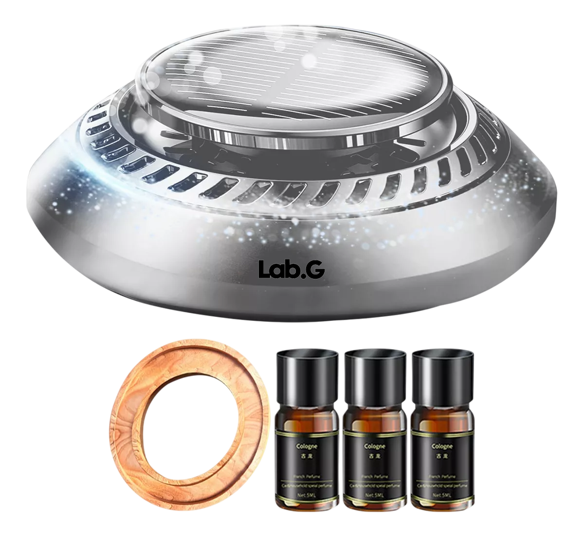 Ambientador Solar Rotativo Para Coche Lab.g, Fragancia Duradera Plata
