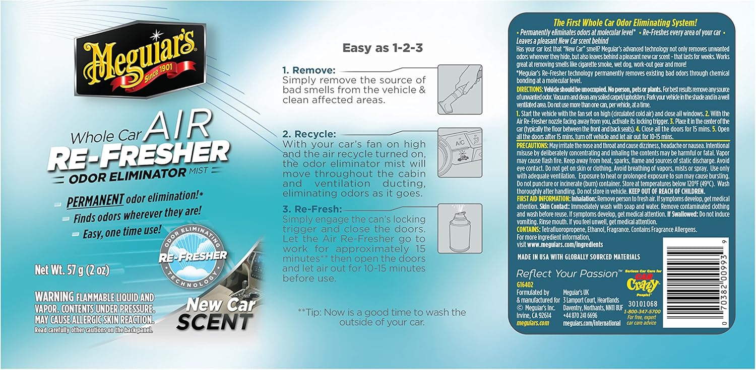 Foto 3 | Meguiar's Oficial Air Re-fresher Sistema Eliminador De Olores Y Ambientador New Car G16402