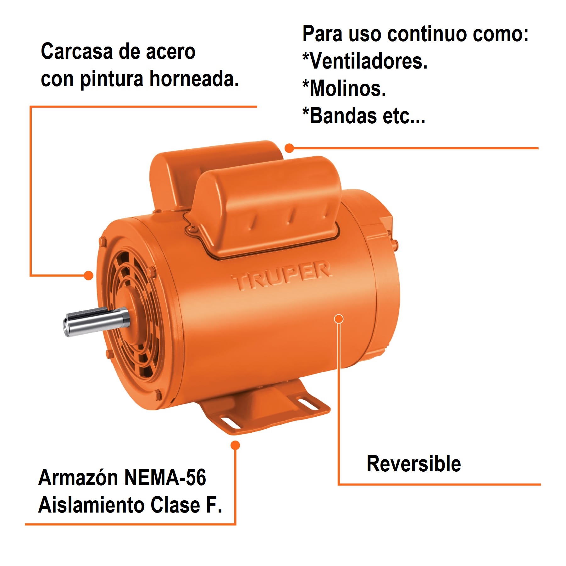 Foto 3 | Motor Eléctrico Truper MOE-2A Monofásico Alta Velocidad 2 HP 3450 RPM