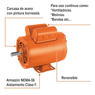 Foto 3 | Motor Eléctrico Truper MOE-2A Monofásico Alta Velocidad 2 HP 3450 RPM