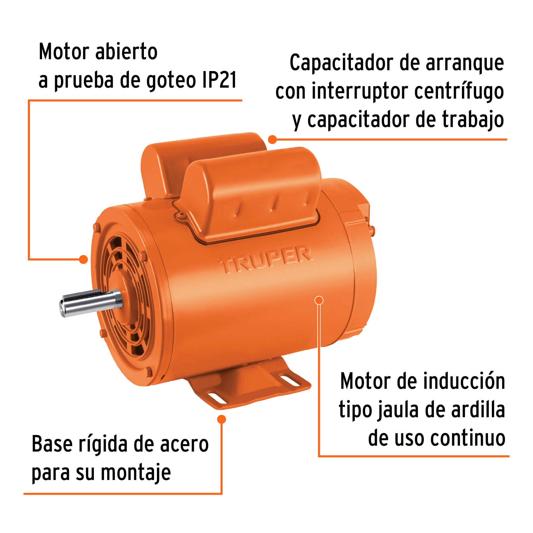 Foto 5 pulgar | Motor Eléctrico Truper MOE-2A Monofásico Alta Velocidad 2 HP 3450 RPM