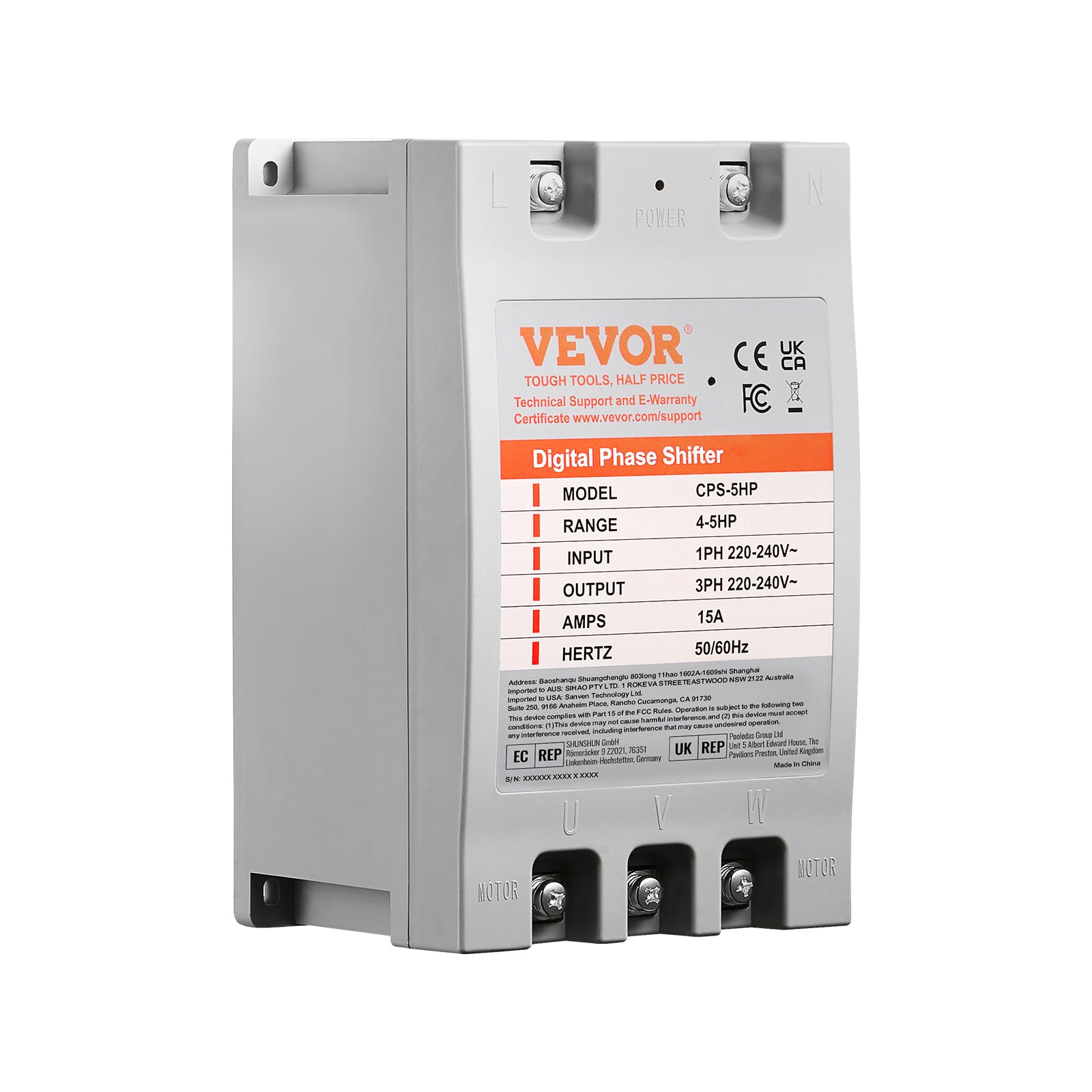 Foto 1 | Convertidor De Fase Vevor 5hp 15a Monofásico A Trifásico 220v - Venta Internacional.