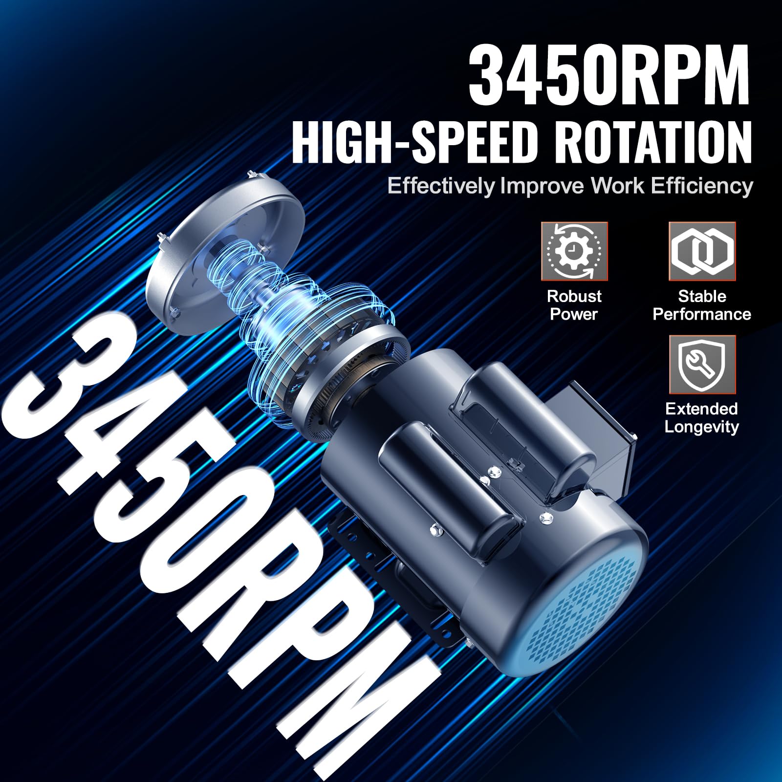 Foto 3 | Motor Eléctrico Vevor 1.5hp 3450 Rpm 115v/230v 56 Chasis - Venta Internacional.