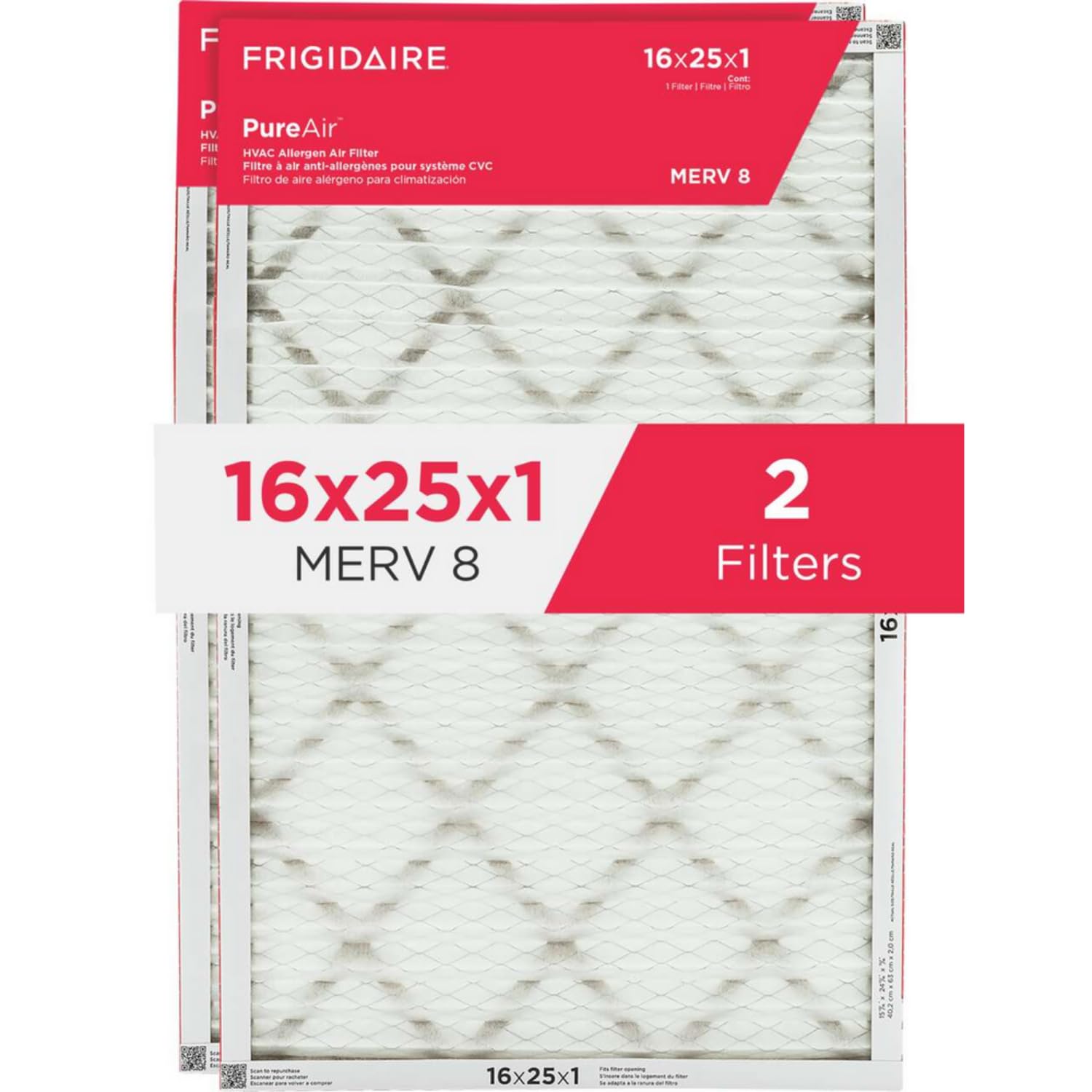 Foto 1 | Filtro De Aire Frigidaire Pureair  Merv 8 Allergen 16x25x1, Paquete De 2 - Venta Internacional.