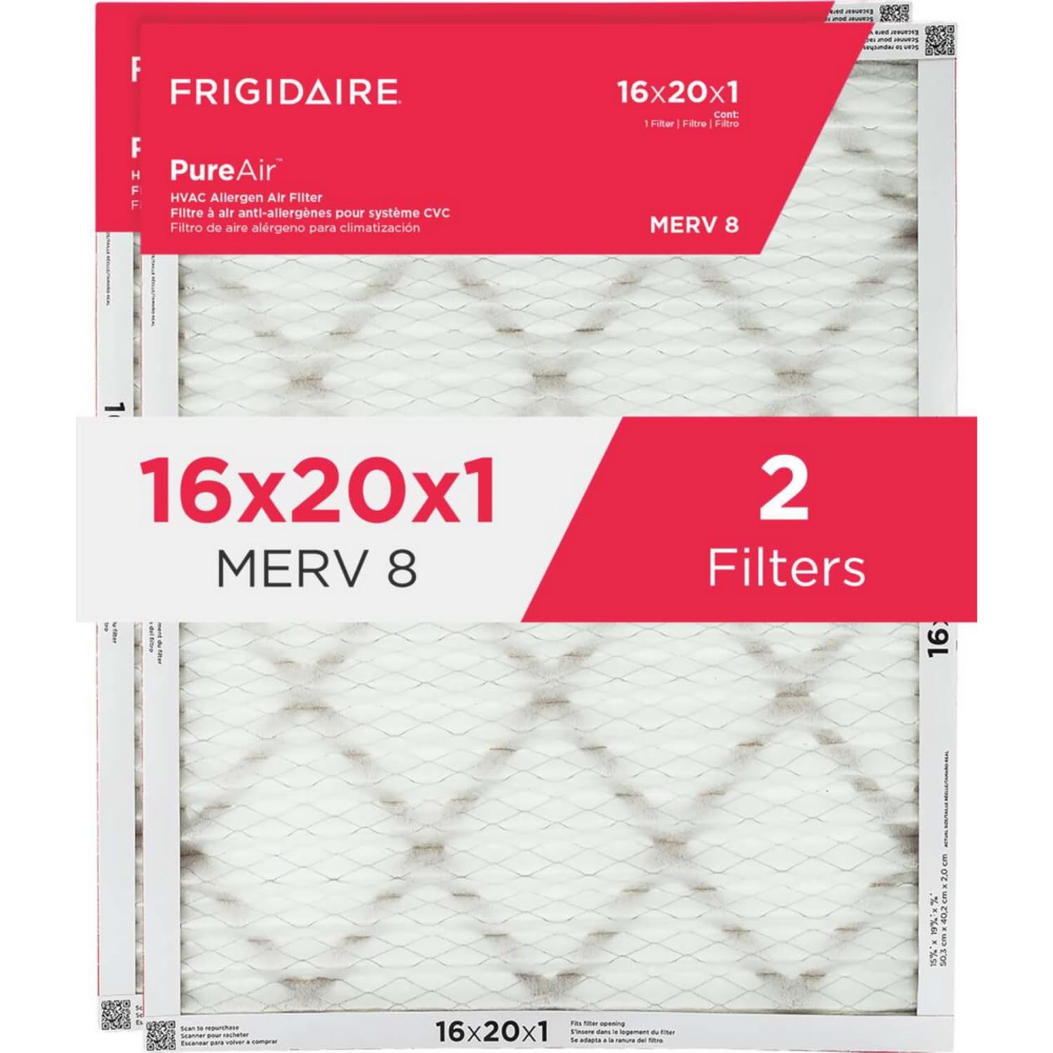 Foto 1 | Filtro De Aire Frigidaire Pureair  Merv 8 Allergen 16x20x1, Paquete De 2 - Venta Internacional.