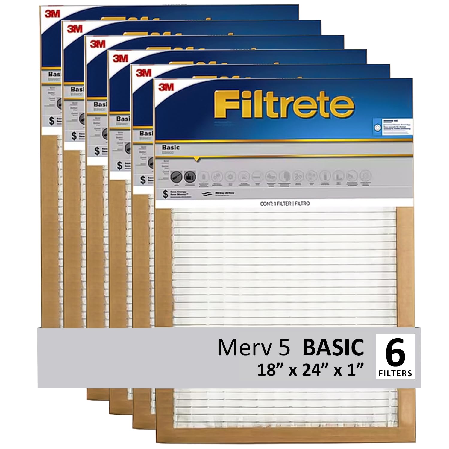 Filtro De Aire Filtrete 18x24x1 Merv 5 Hvac Ac Furnace 6 Unidades - Venta Internacional.