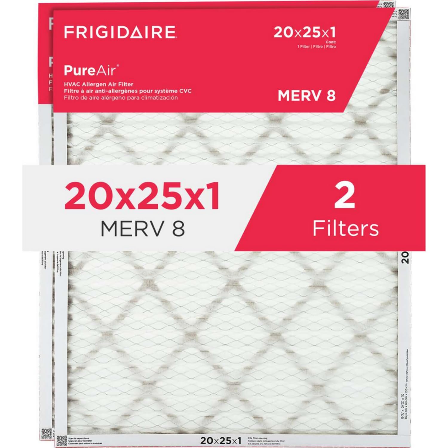 Foto 1 | Filtro De Aire Frigidaire Pureair  Merv 8 Allergen 20x25x1, Paquete De 2 - Venta Internacional.