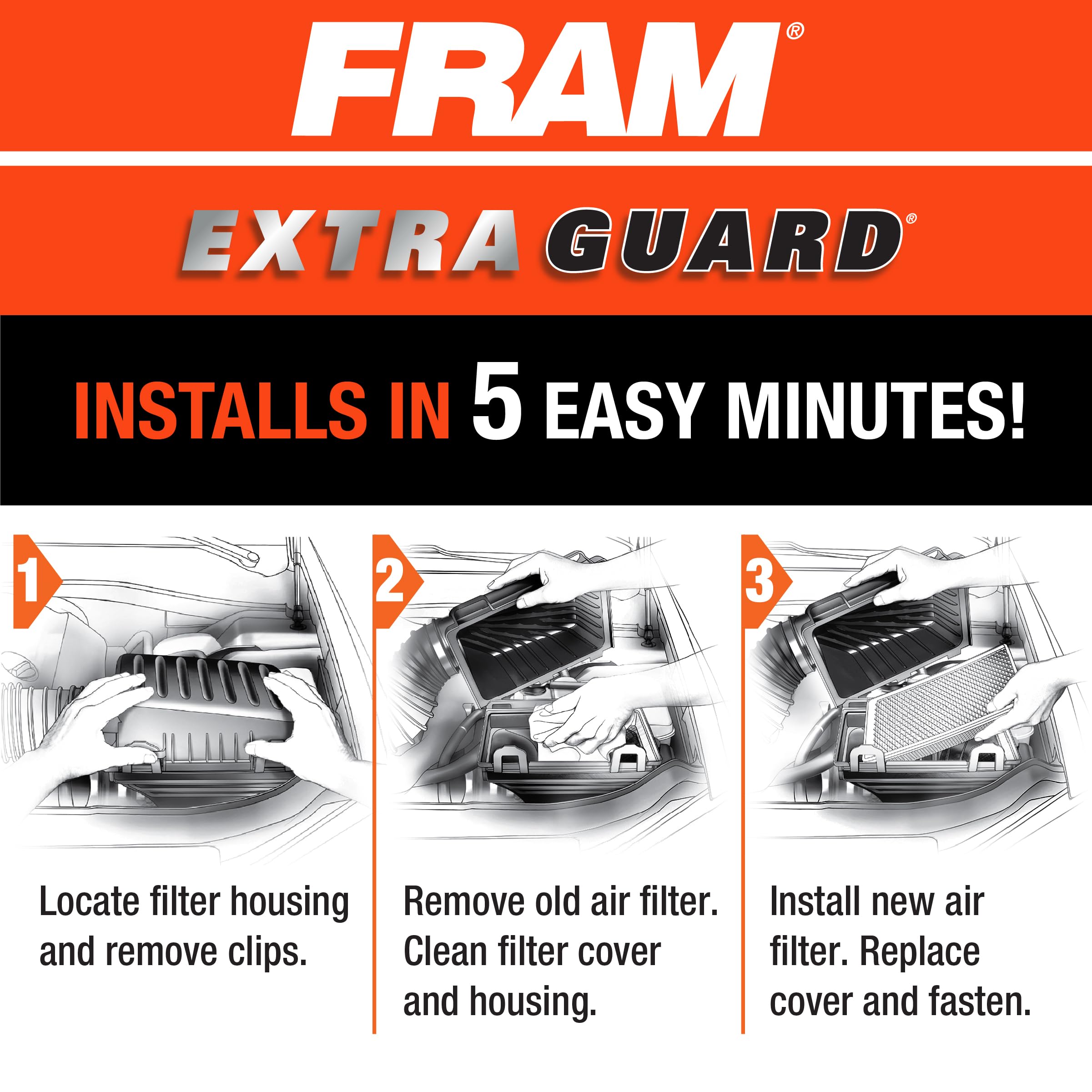 Foto 6 | Reemplazo Del Filtro De Aire Del Motor Fram Extra Guard Ca12051 - Venta Internacional.