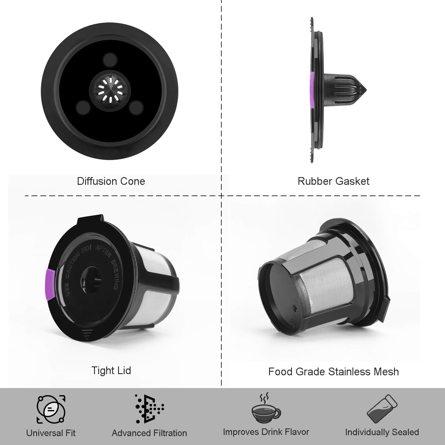 Foto 4 | Filtro De Café Recargable Reutilizable K Cups Maxrona, Paquete De 6 - Venta Internacional.
