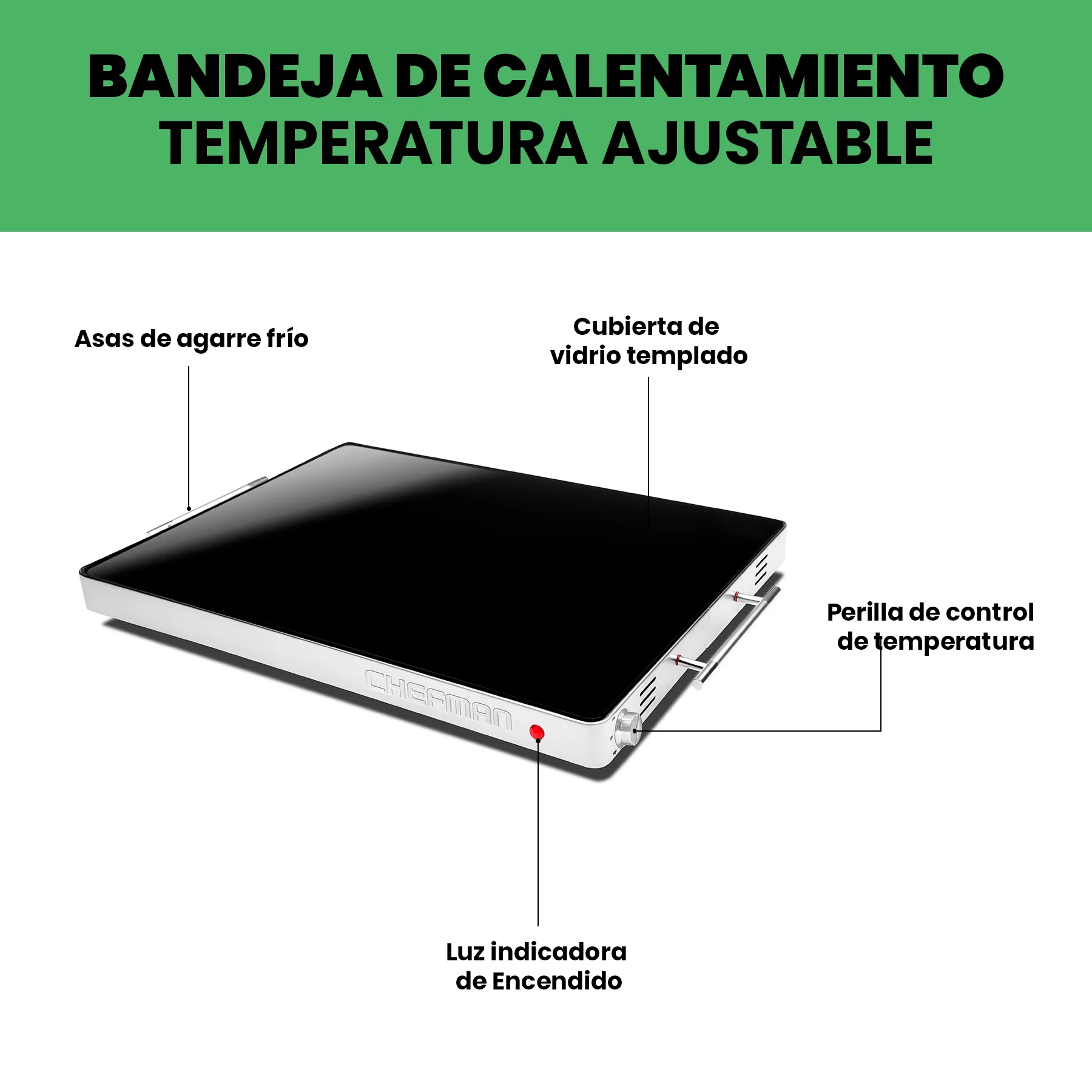 Foto 4 pulgar | Chefman - Bandeja De Calentamiento De Vidrio Tamaño Familiar Xl