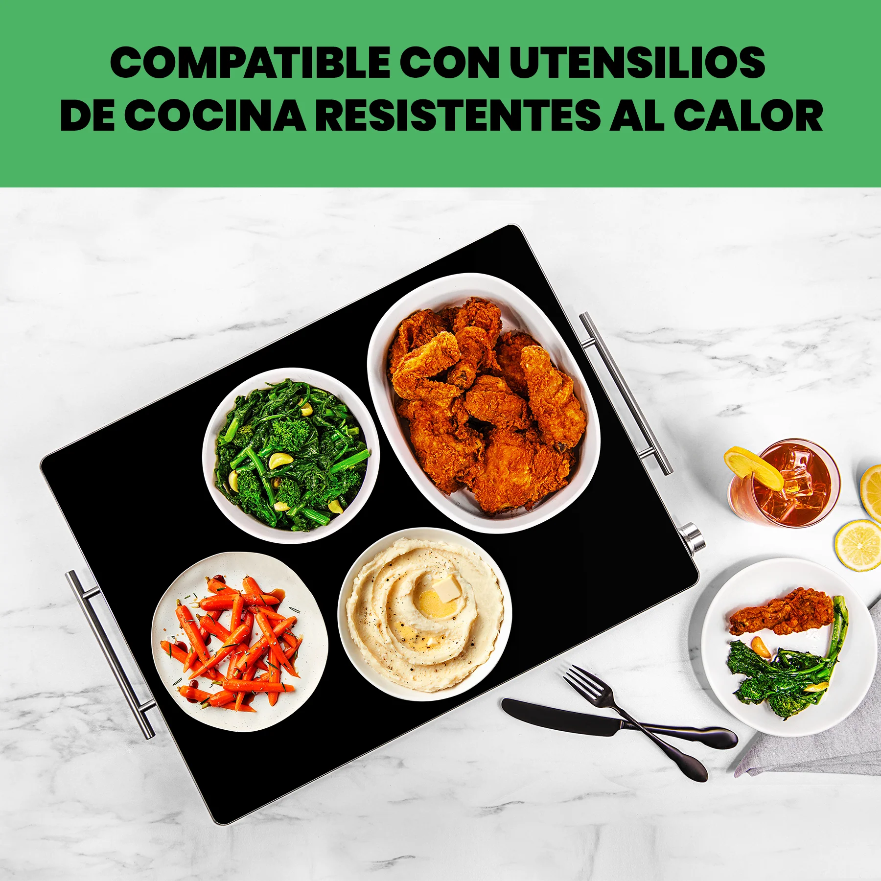 Foto 5 | Chefman - Bandeja De Calentamiento De Vidrio Tamaño Familiar Xl