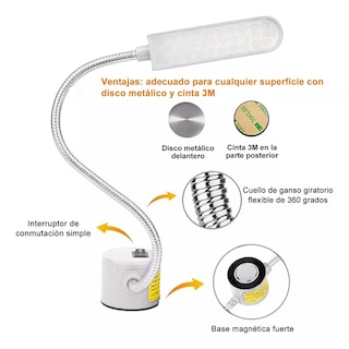 Foto 3 | Lámpara de Luz Magnétic para Maquina de Coser Eo Safe Imports Esi-14699 Blanca 2 piezas