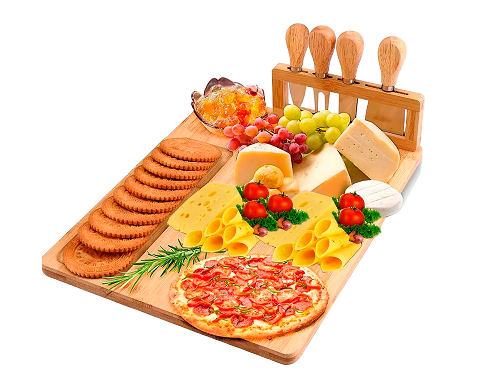Foto 4 pulgar | Tabla De Quesos De Bambú Con Cuchillos para Queso Bluelander