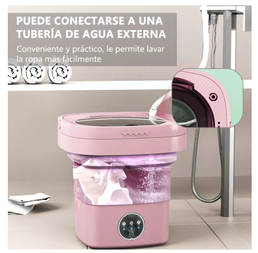 Foto 3 pulgar | Mini Lavadora Secadora Portátil Wünd Rosa 10630COP Luz Azul Plegable