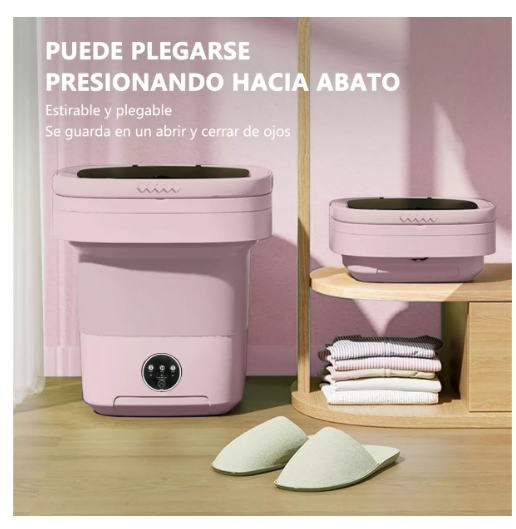 Foto 5 pulgar | Mini Lavadora Secadora Portátil Wünd Rosa 10630COP Luz Azul Plegable