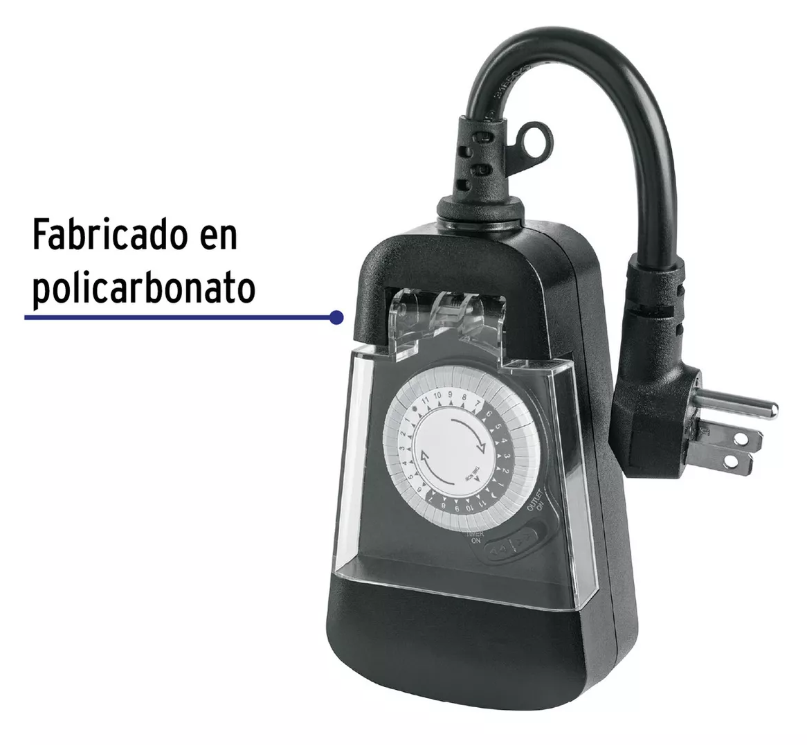 Foto 3 pulgar | Temporizador Analógico Para Uso En Exteriores Negro