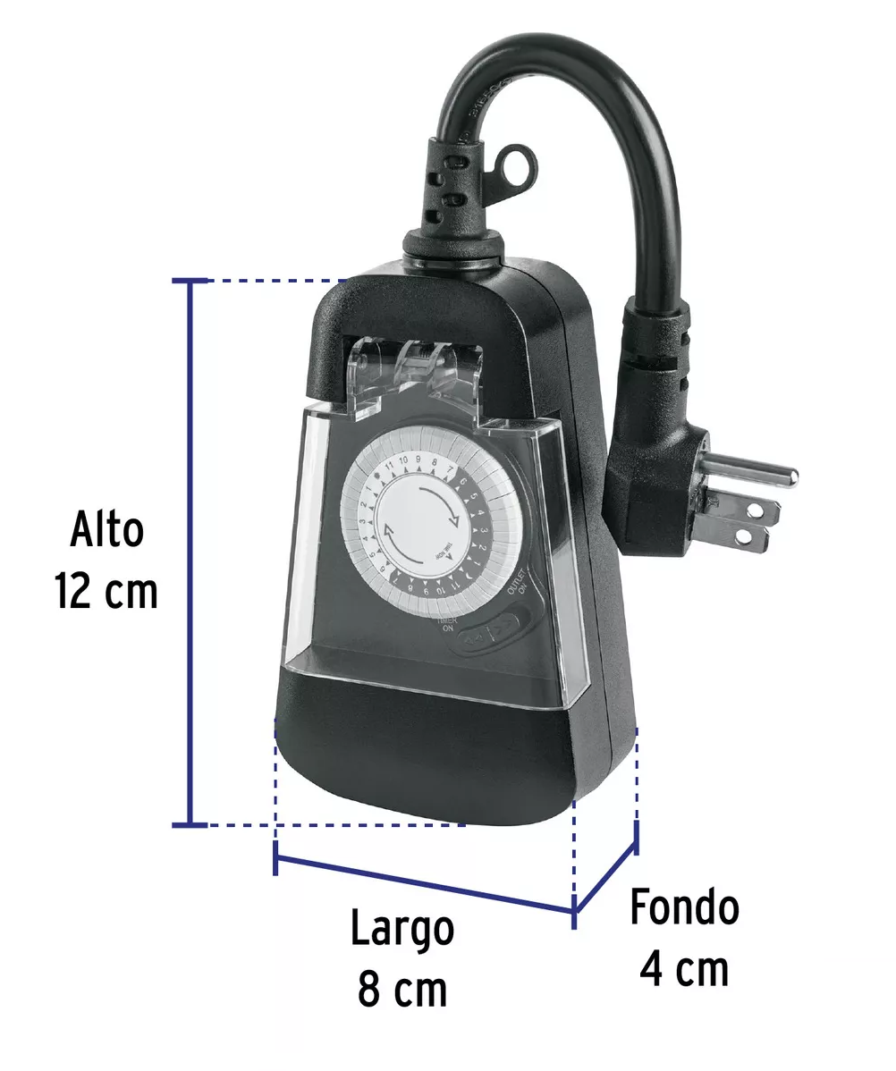 Foto 5 pulgar | Temporizador Analógico Para Uso En Exteriores Negro