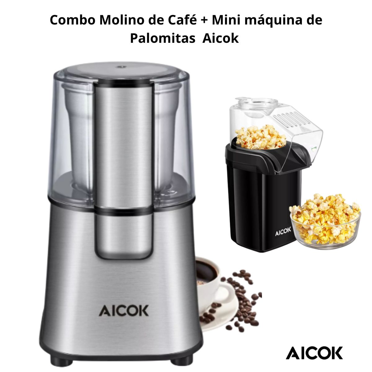 Foto 3 pulgar | Minimáquina para Palomitas Aicok Molino de Café Eléctrico Acero Inoxidable Aicok