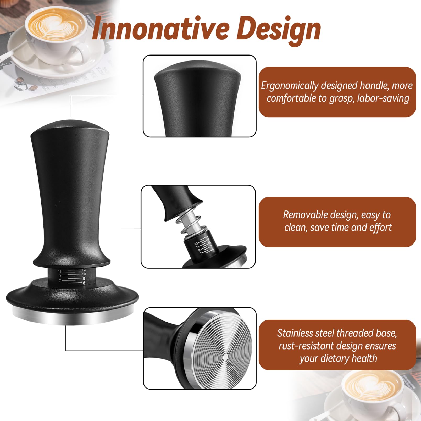 Foto 2 | Coffee Tamper Yeelan de 58 mm con Herramienta Wdt Alfombrilla de Silicona y Báscula - Venta Internacional