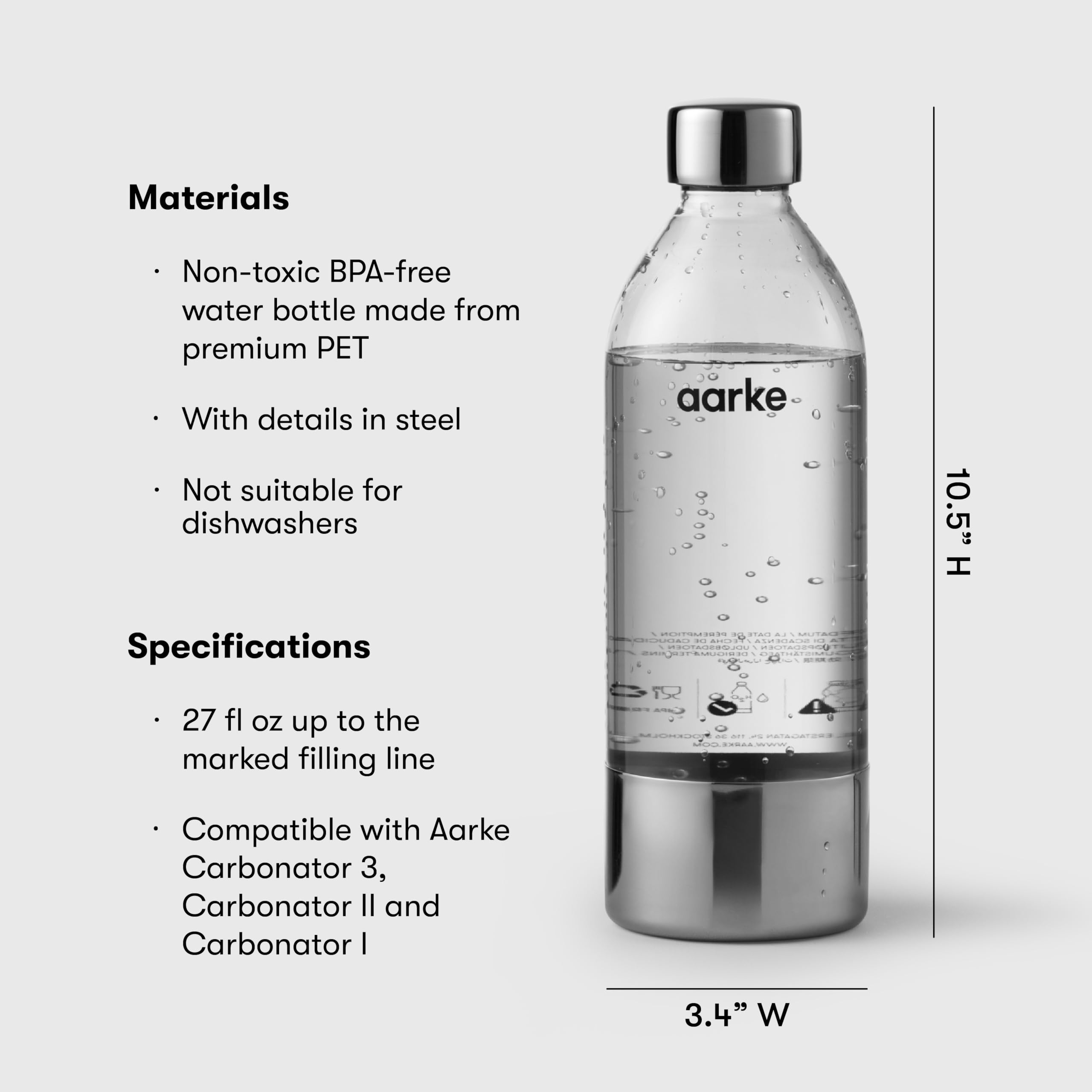 Foto 8 pulgar | Botella Reutilizable Aarke Extra Pet De Acero Inoxidable De 800 Ml, Paquete De 2 - Venta Internacional.