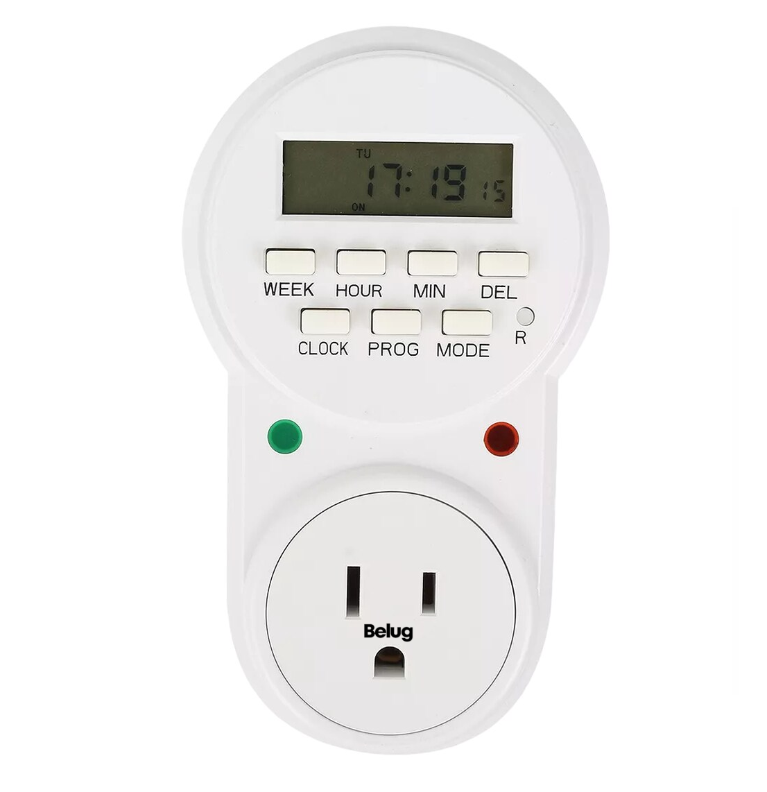 Temporizador Digital Con 8 Eventos Programables 15a 1875w, Belug  Blanco
