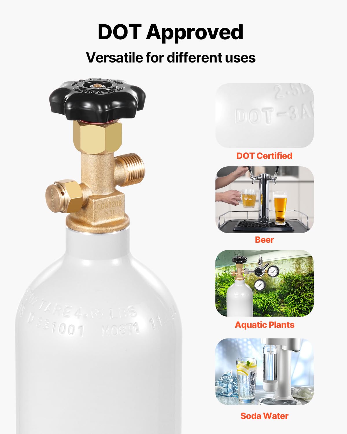 Foto 6 | Cilindro De Aleación De Aluminio Vevor De 2.5 Libras Con Tanque De Co2 Para Cerveza - Venta Internacional.