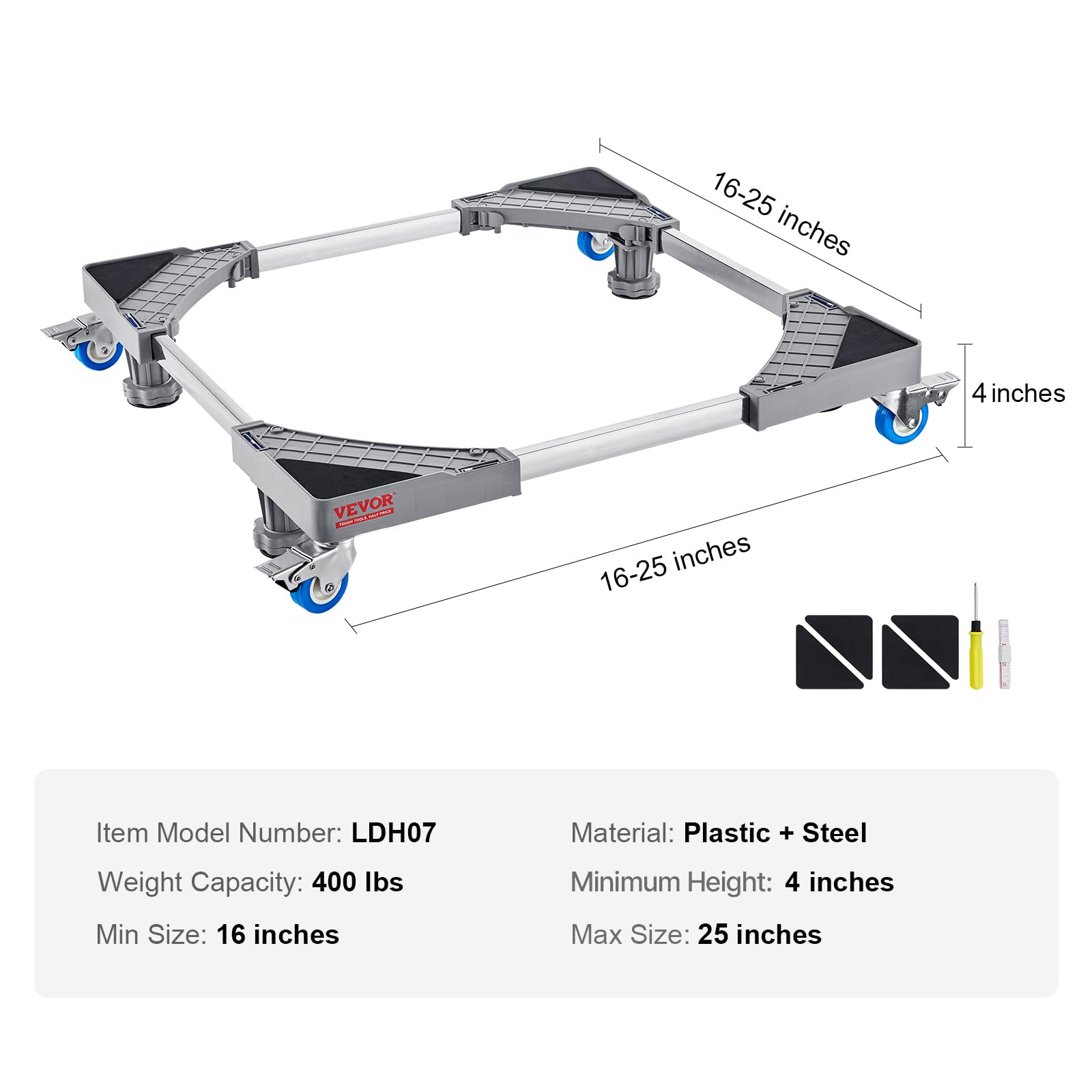 Foto 8 pulgar | Soporte Para Nevera Vevor Mini Universal Mobile Base De 25 Pulgadas Con Ruedas - Venta Internacional.