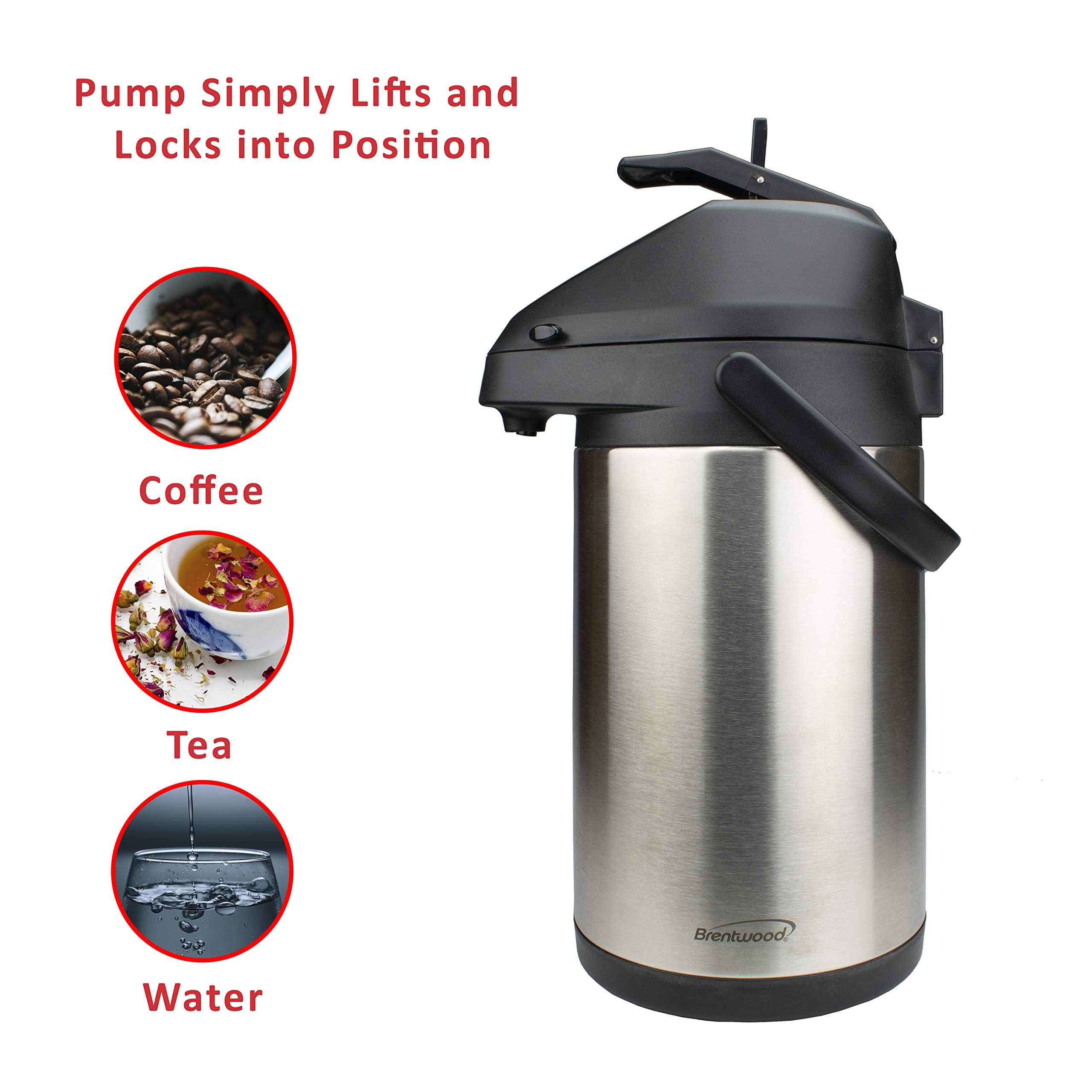 Foto 4 pulgar | Dispensador De Bebidas Frías Y Calientes Airpot Brentwood De 3.5 L, Acero Inoxidable - Venta Internacional.