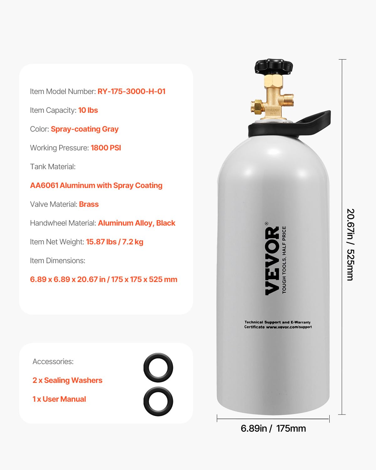 Foto 8 pulgar | Válvula Cga320 De Cilindro De Aleación De Aluminio Vevor De 4,5 Kg Con Tanque De Co2 - Venta Internacional.