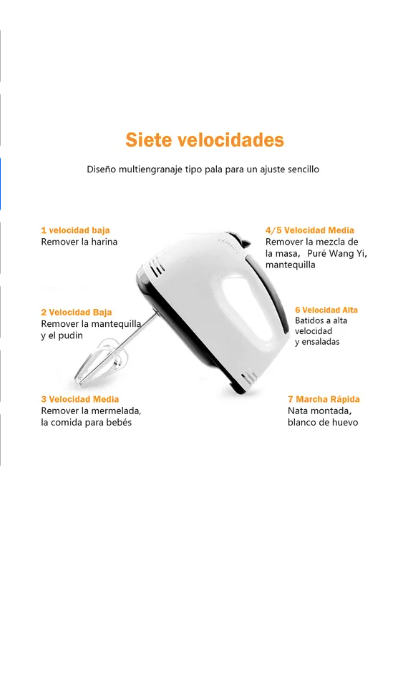 Foto 4 pulgar | Batidora Electrica De Mano Xtellar 7 Velocidades Cocina Reposteria Blanco