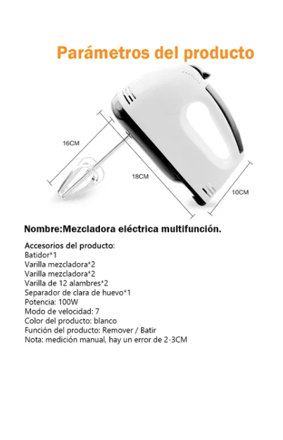 Foto 5 pulgar | Batidora Electrica De Mano Xtellar 7 Velocidades Cocina Reposteria Blanco