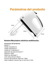Foto 4 | Batidora Electrica De Mano Xtellar 7 Velocidades Cocina Reposteria Blanco