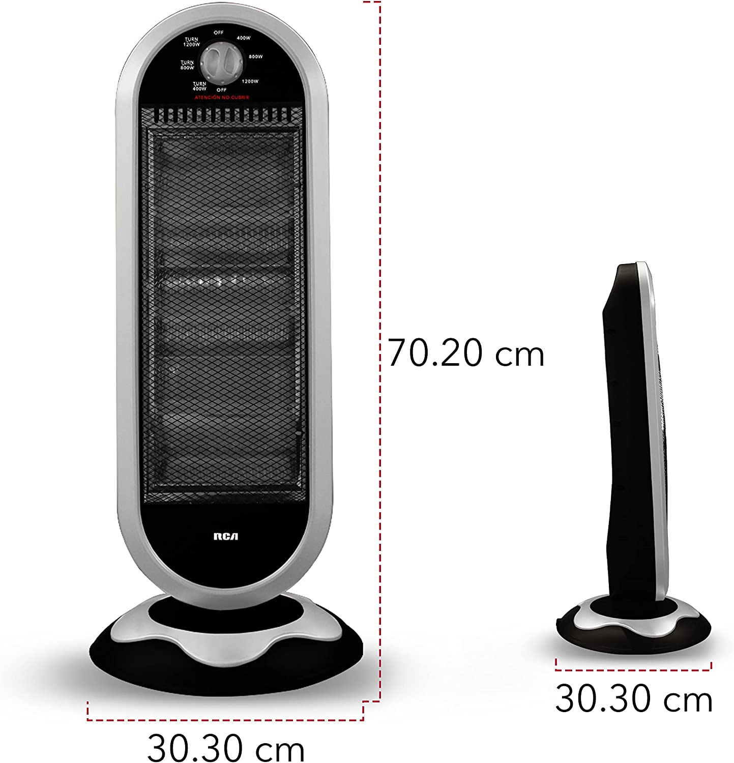 Foto 3 | Calefactor de Halógeno con 3 Niveles de Potencia RCA RC-H3 Plateado