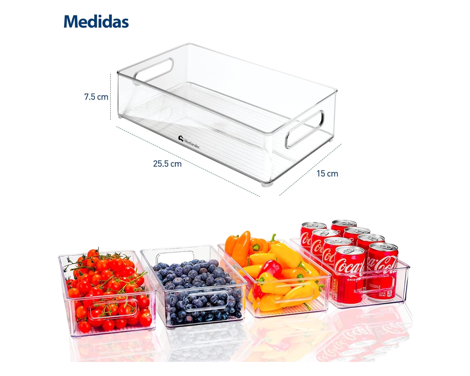 Foto 6 pulgar | Set de 8 Organizadores para Refrigerador Bluelander de Acrílico Transparente 25.5 X 15.5 X 7.5 cm
